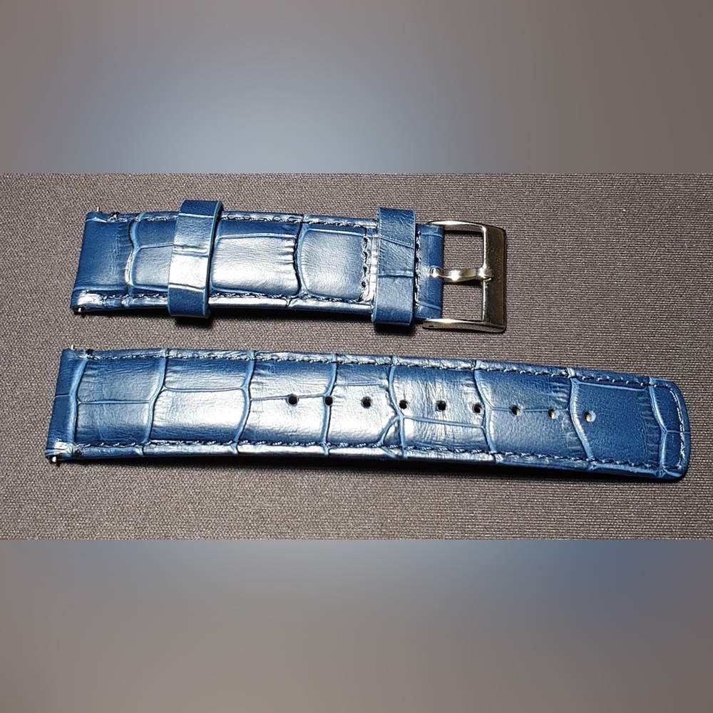 Barton Leather Watchband. Alligator Embossed. Navy. NWT